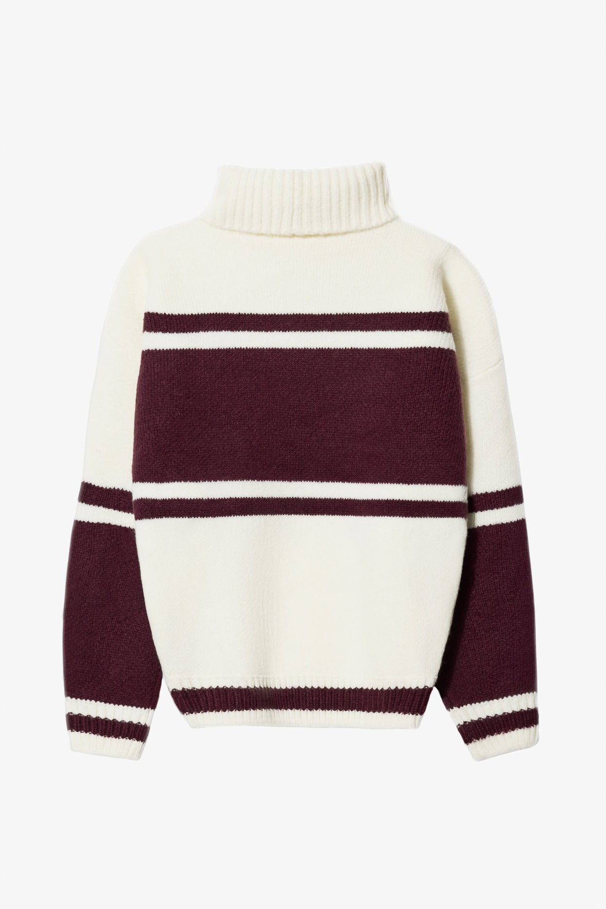 Knit Turtleneck Oversized Jumper in Burgundy - 5