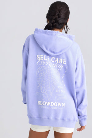 Heavyweight Brushed Fleece Oversized Hoodie in Periwinkle