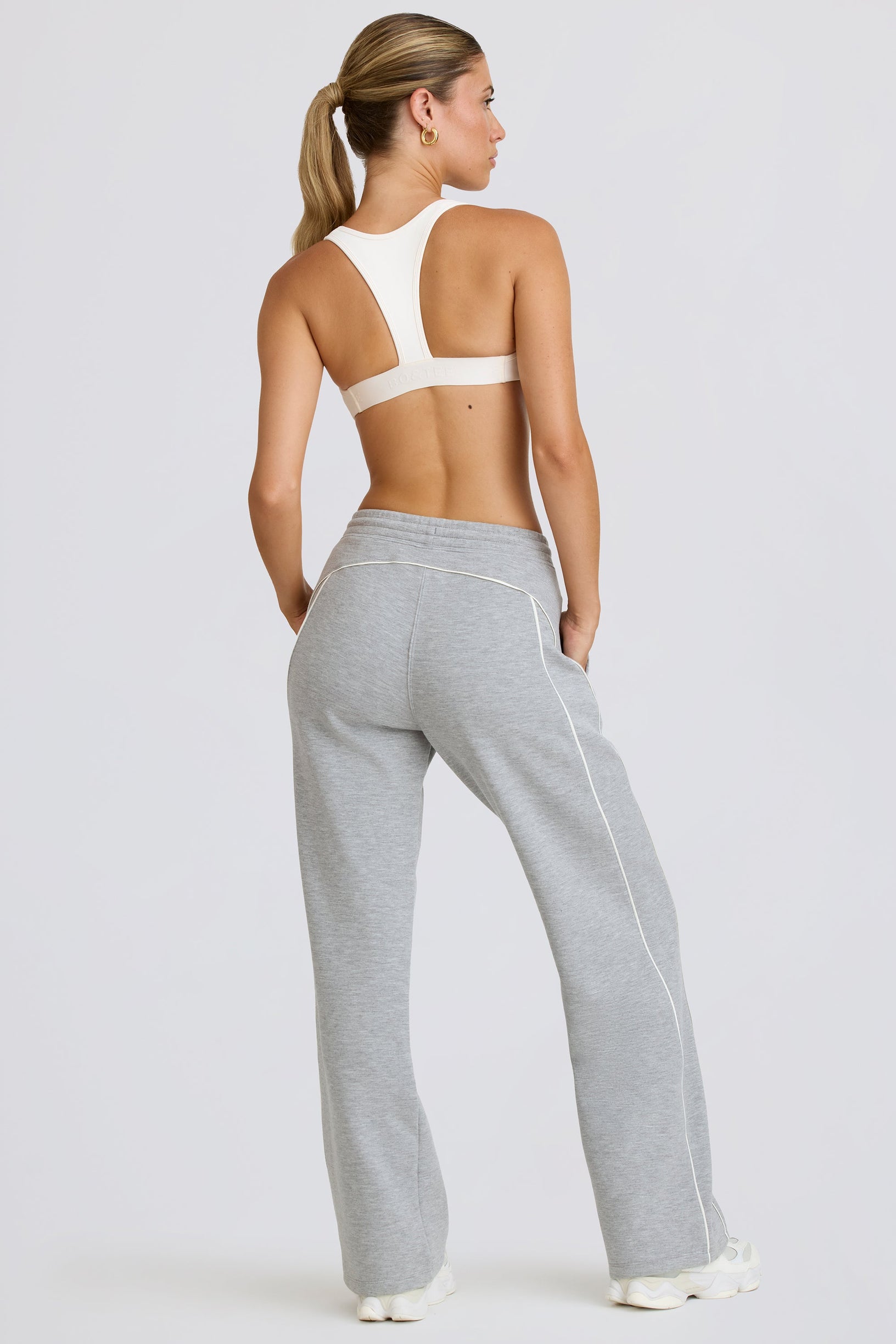 Mid-Rise Straight-Leg Joggers in Grey Marl - 2