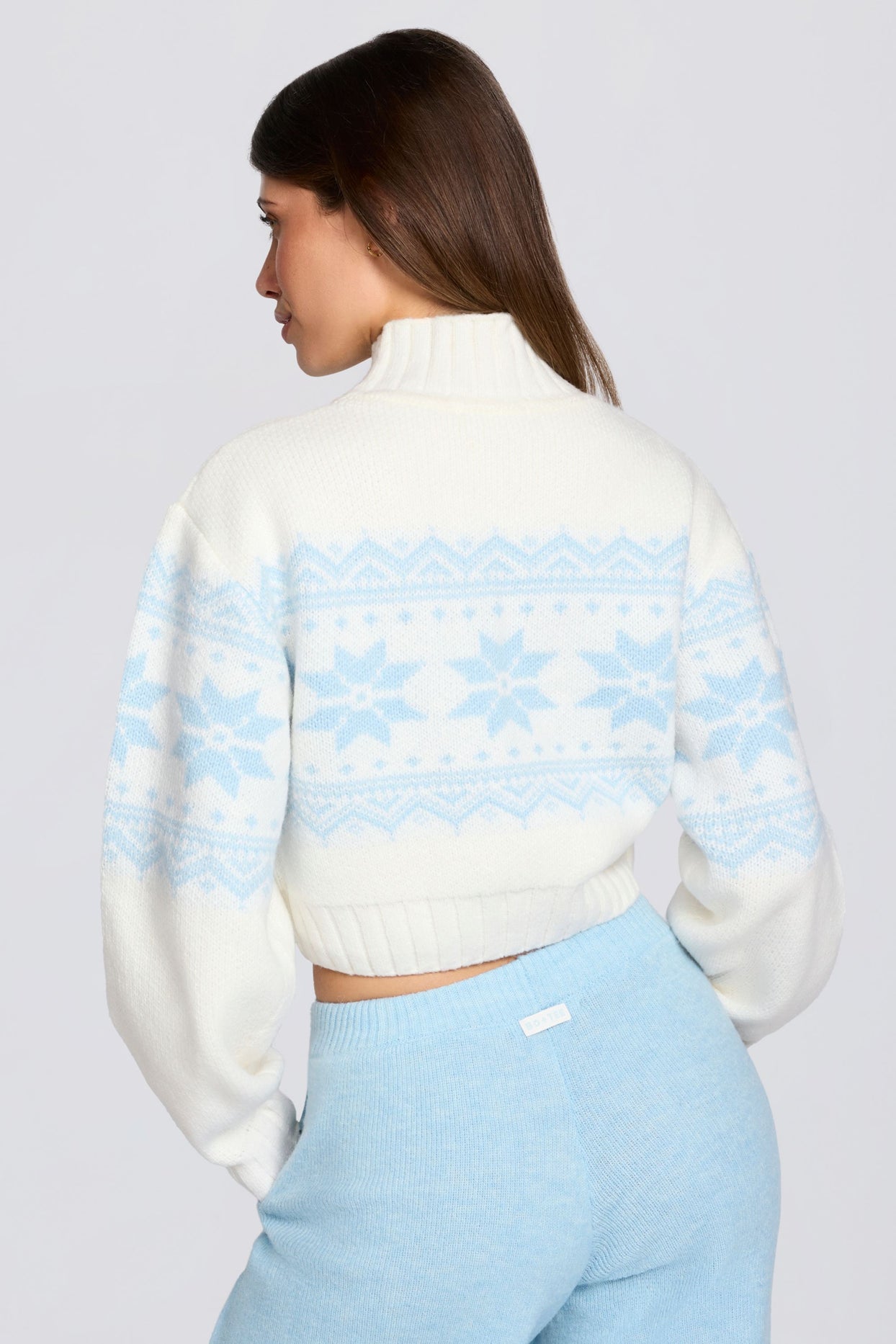 Jacquard-Knit Cropped Jumper in Ivory - 2