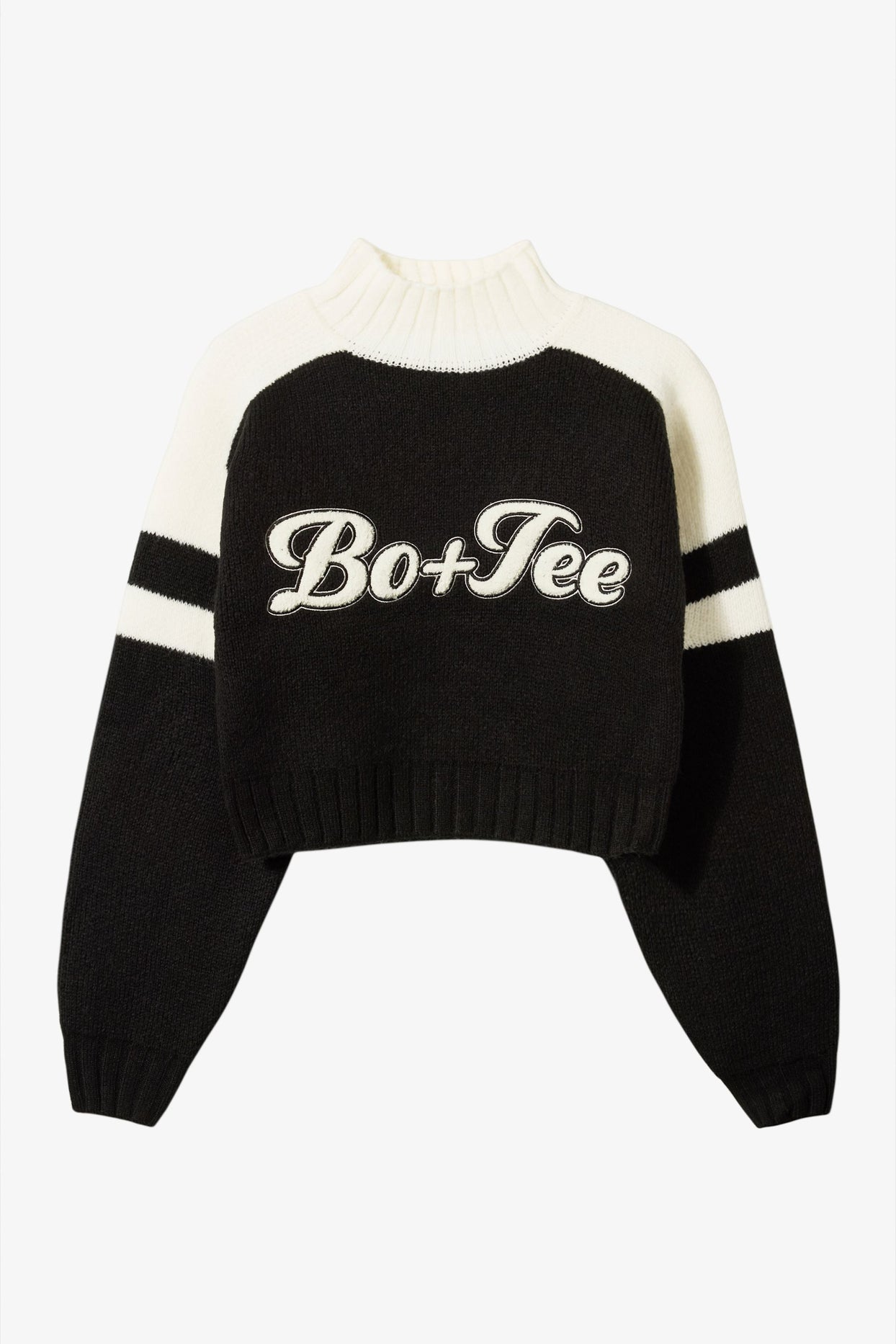 Knit Logo Cropped Jumper in Black - 3