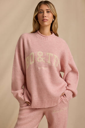 Ribbed Knit Oversized Jumper in Blush Pink