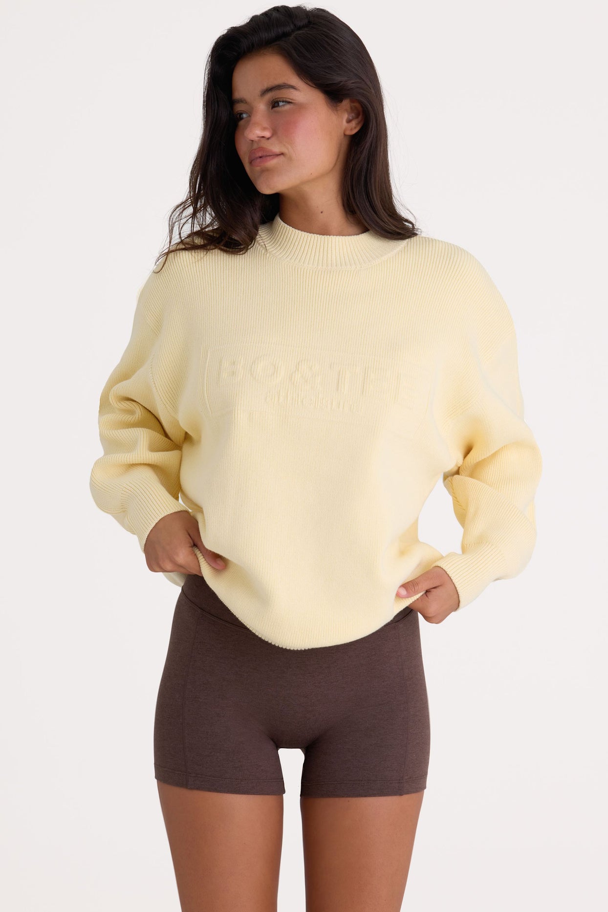 Ribbed Knit Oversized Jumper in Lemon - 1