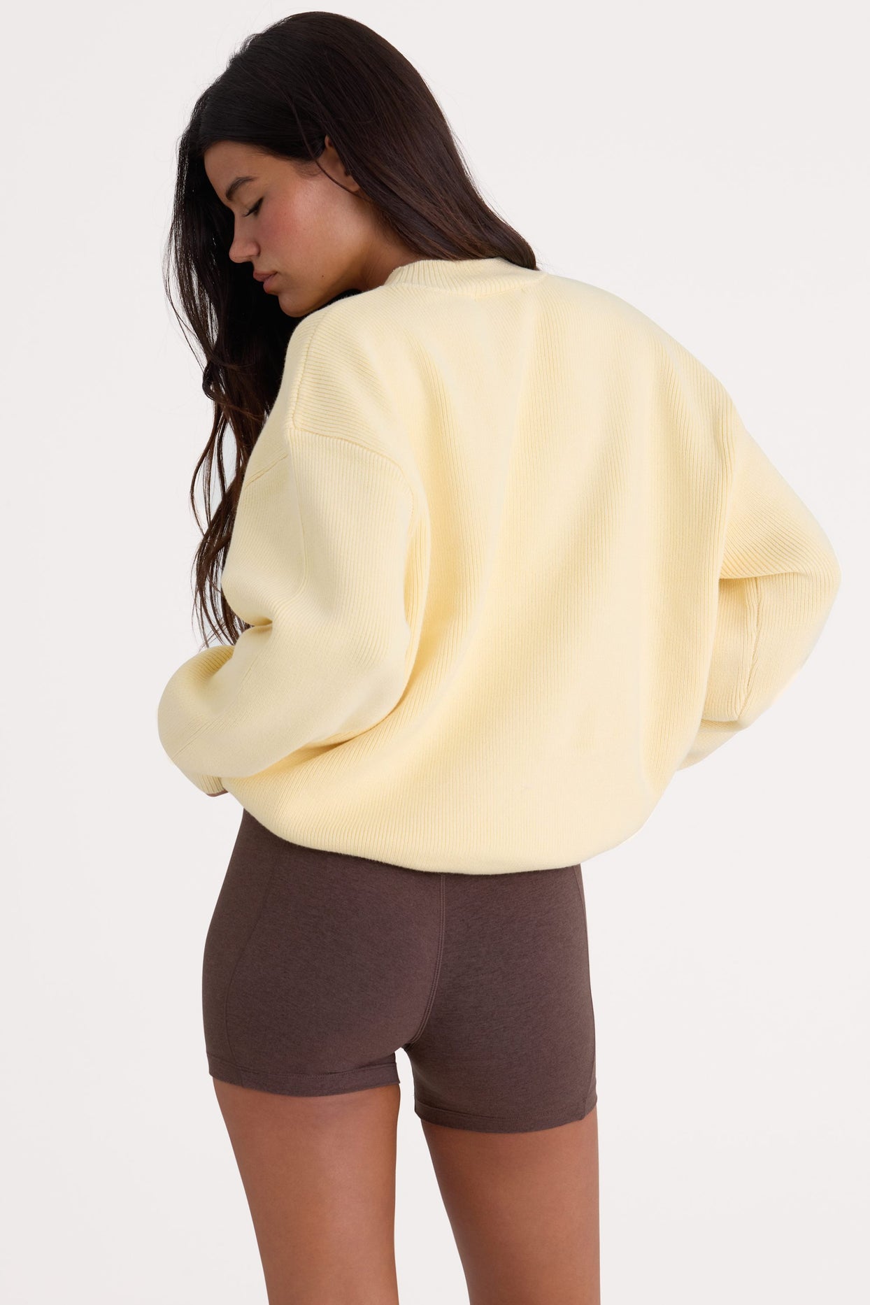 Ribbed Knit Oversized Jumper in Lemon - 2