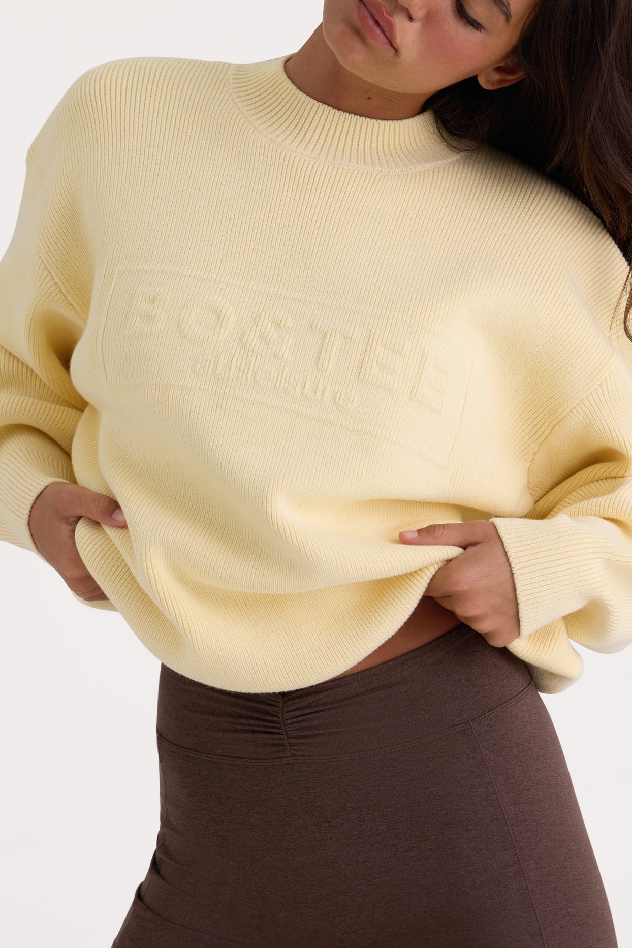 Ribbed Knit Oversized Jumper in Lemon - 3