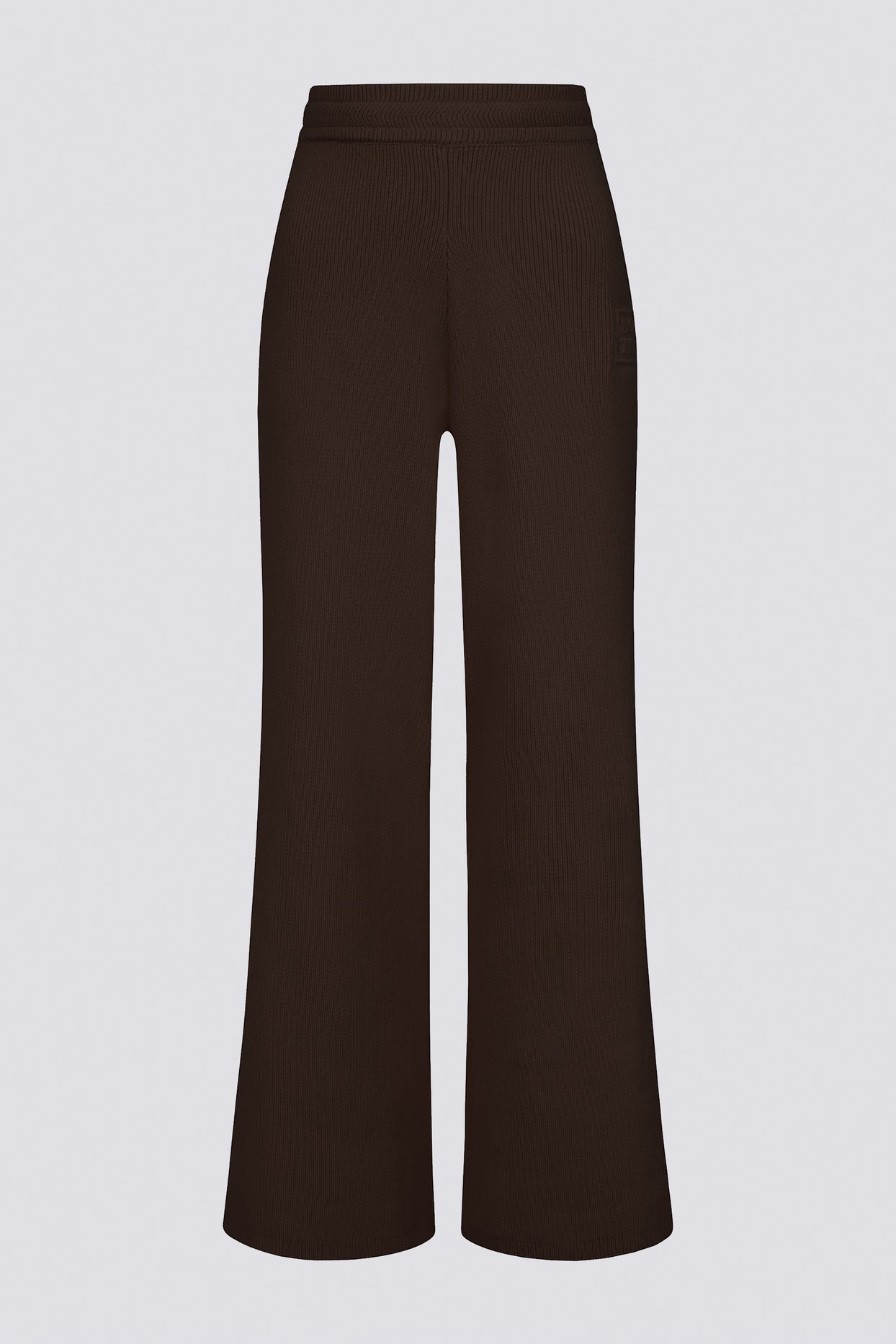 Ribbed Knit Wide-Leg Joggers in Pecan - 3