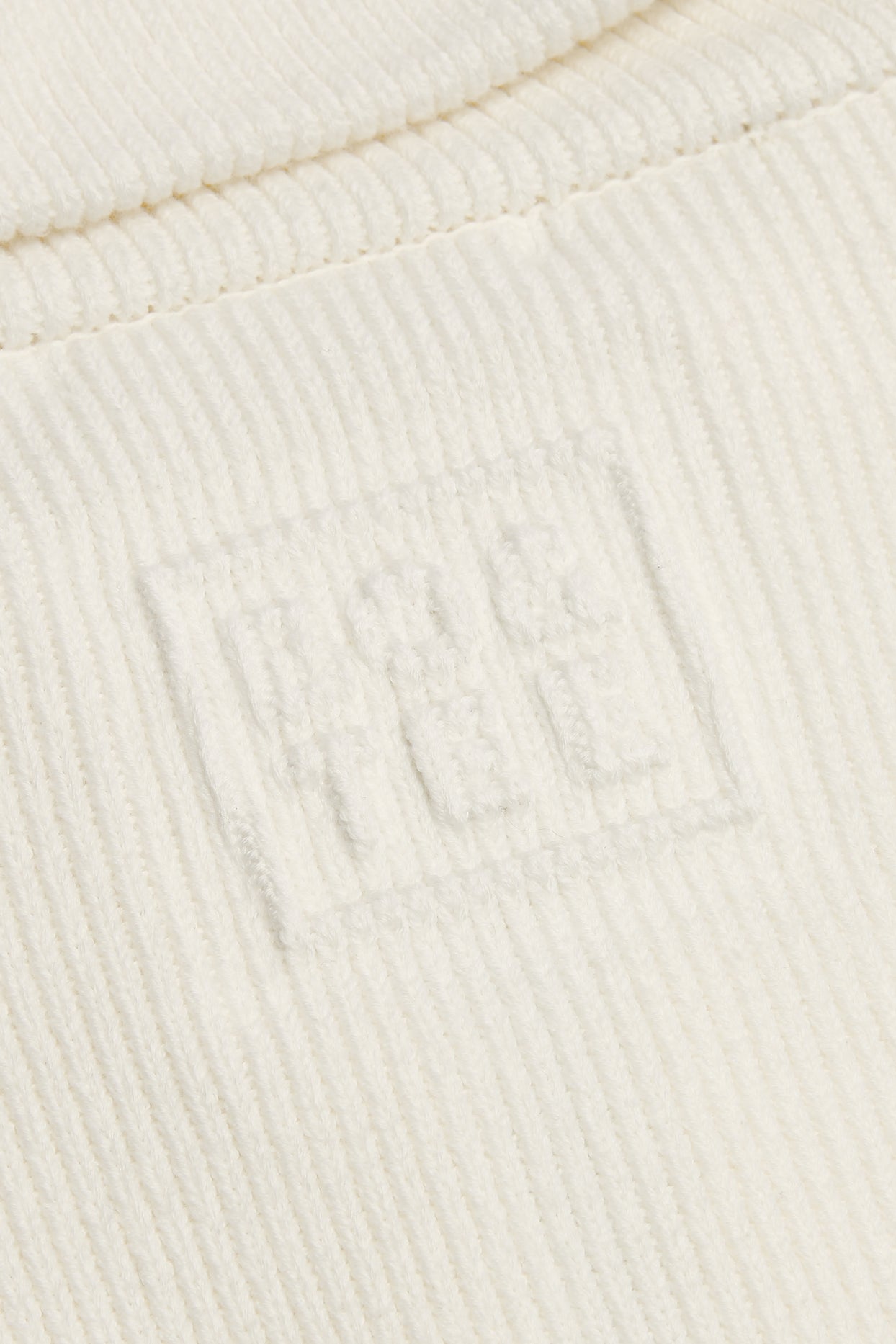 Ribbed Knit Zip-Up Cropped Sweatshirt in Ivory - 5