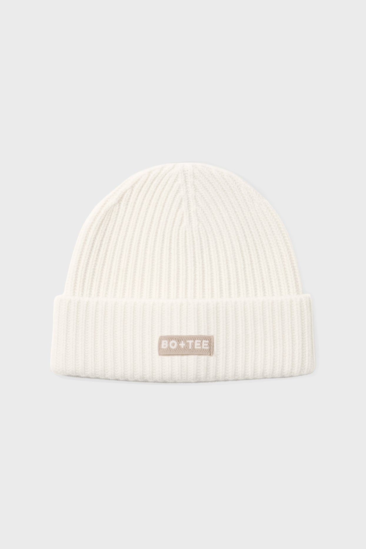 Ribbed Knit Beanie Hat in Ivory - 1