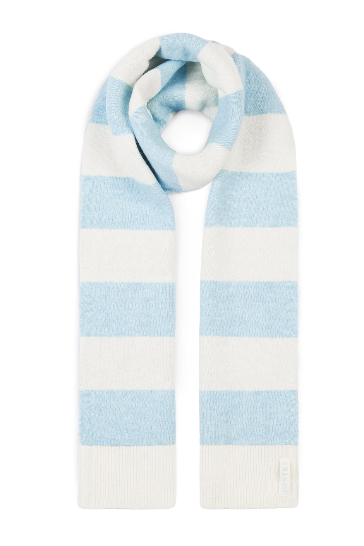 Knit Striped Scarf in Powder Blue - 1