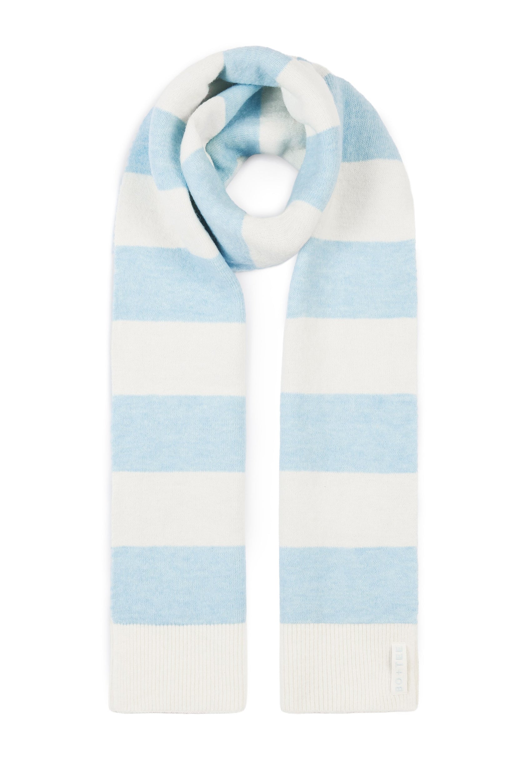 Knit Striped Scarf in Powder Blue - 1