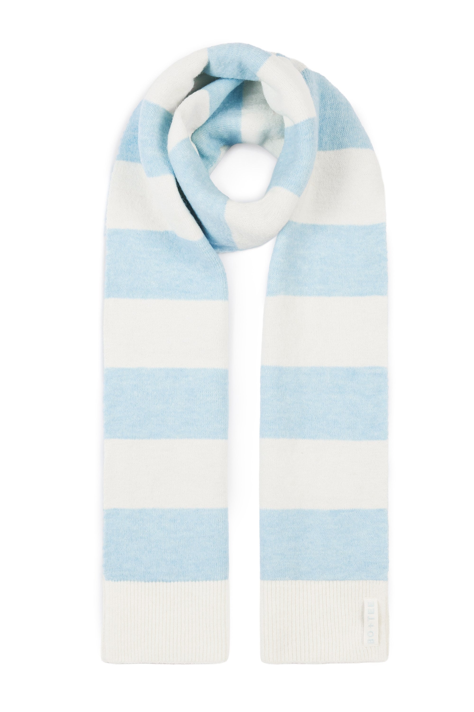 Knit Striped Scarf in Powder Blue - 1