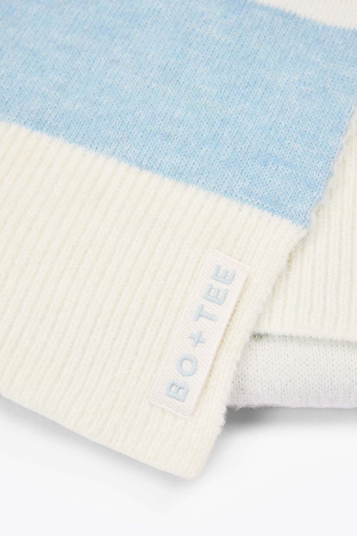 Knit Striped Scarf in Powder Blue - 3