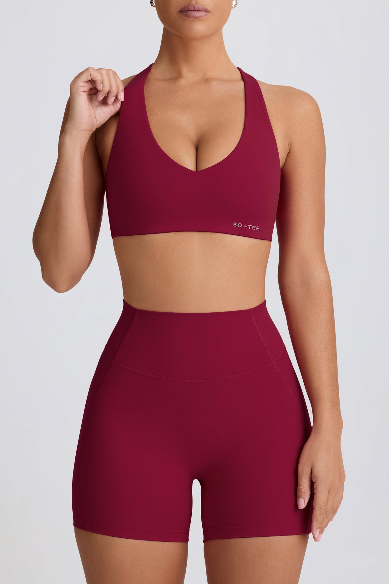 Soft Active Mini Shorts in Burgundy - 5