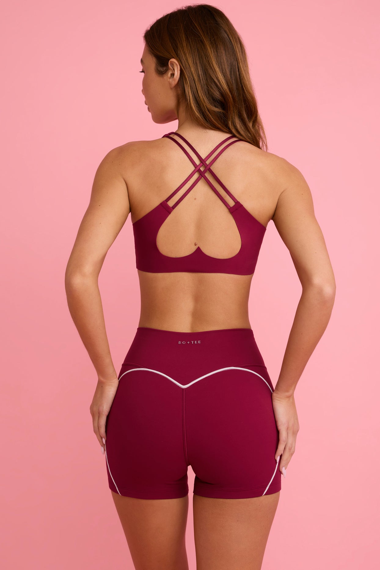 Soft Active Mini Shorts in Burgundy - 2