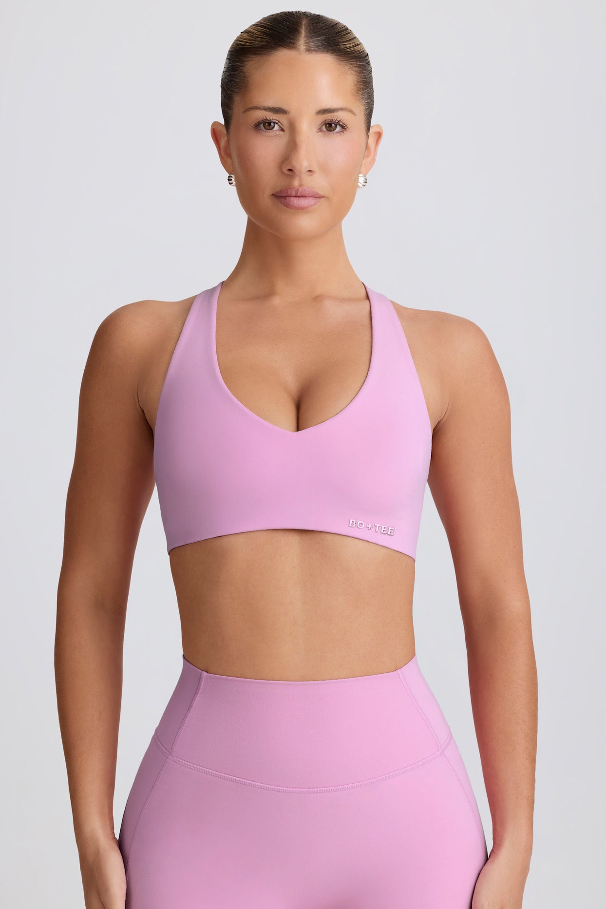 Soft Active V-Neck Sports Bra in Dusty Pink - 5