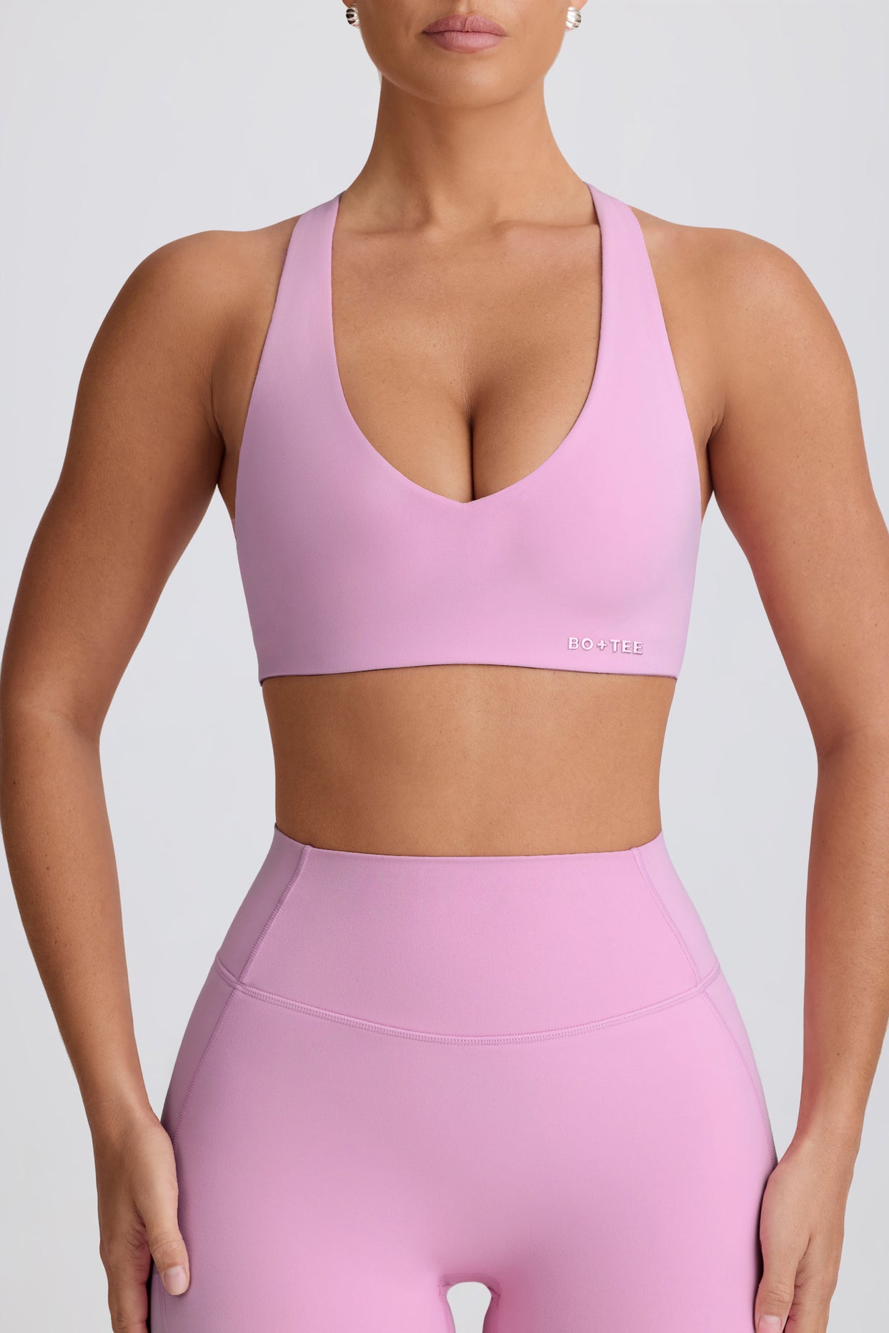 Soft Active V-Neck Sports Bra in Dusty Pink - 4