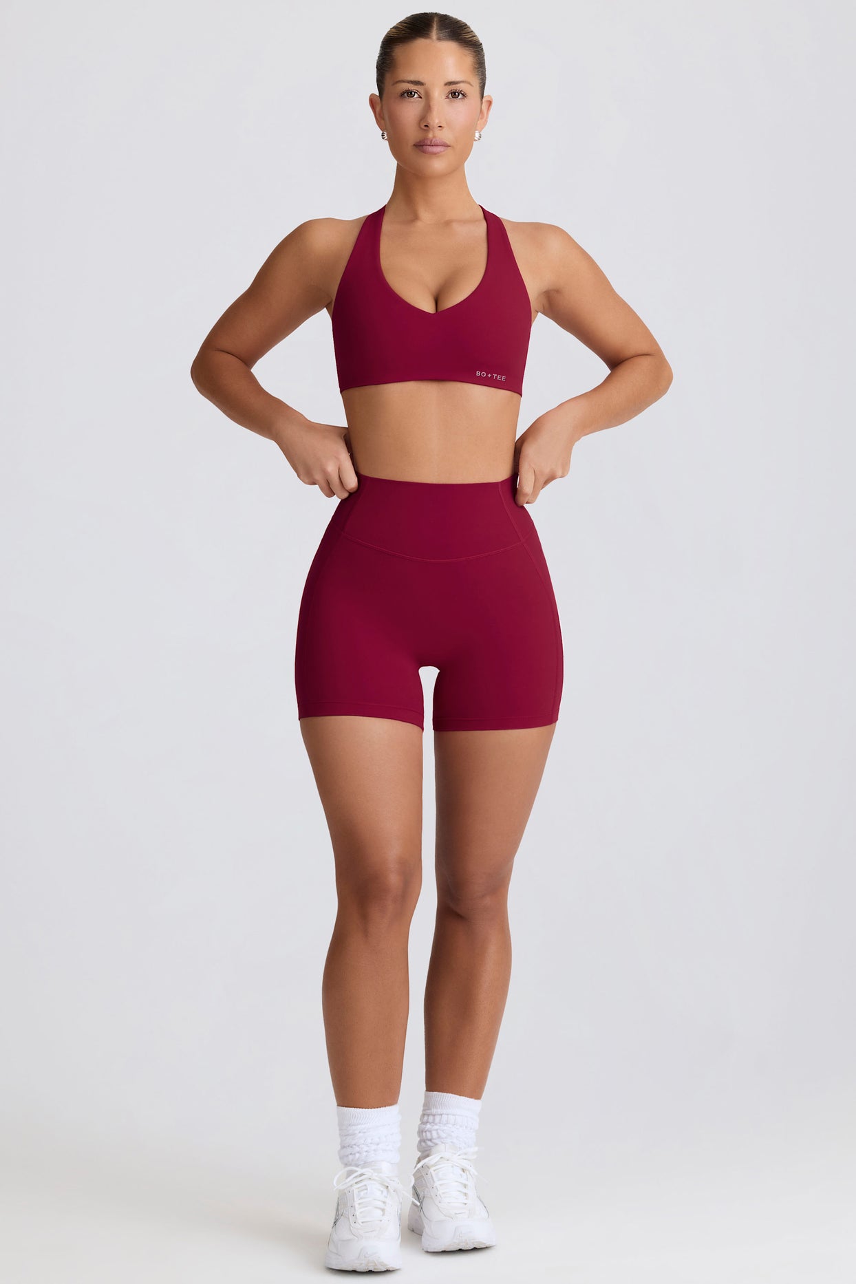 Soft Active V-Neck Sports Bra in Burgundy - 6