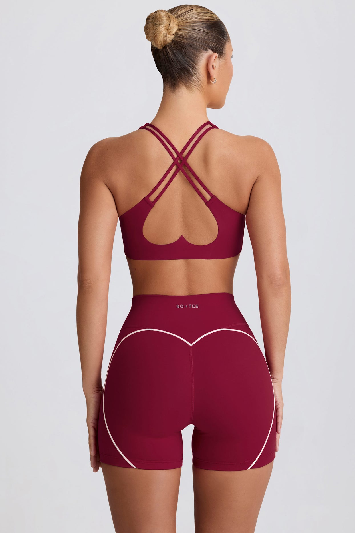 Soft Active V-Neck Sports Bra in Burgundy - 5