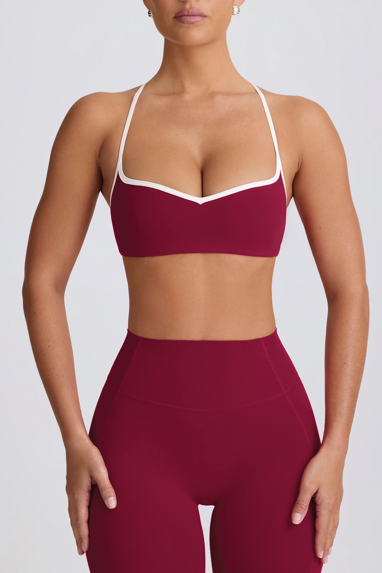 Soft Active Sweetheart-Neck Sports Bra in Cherry - 5