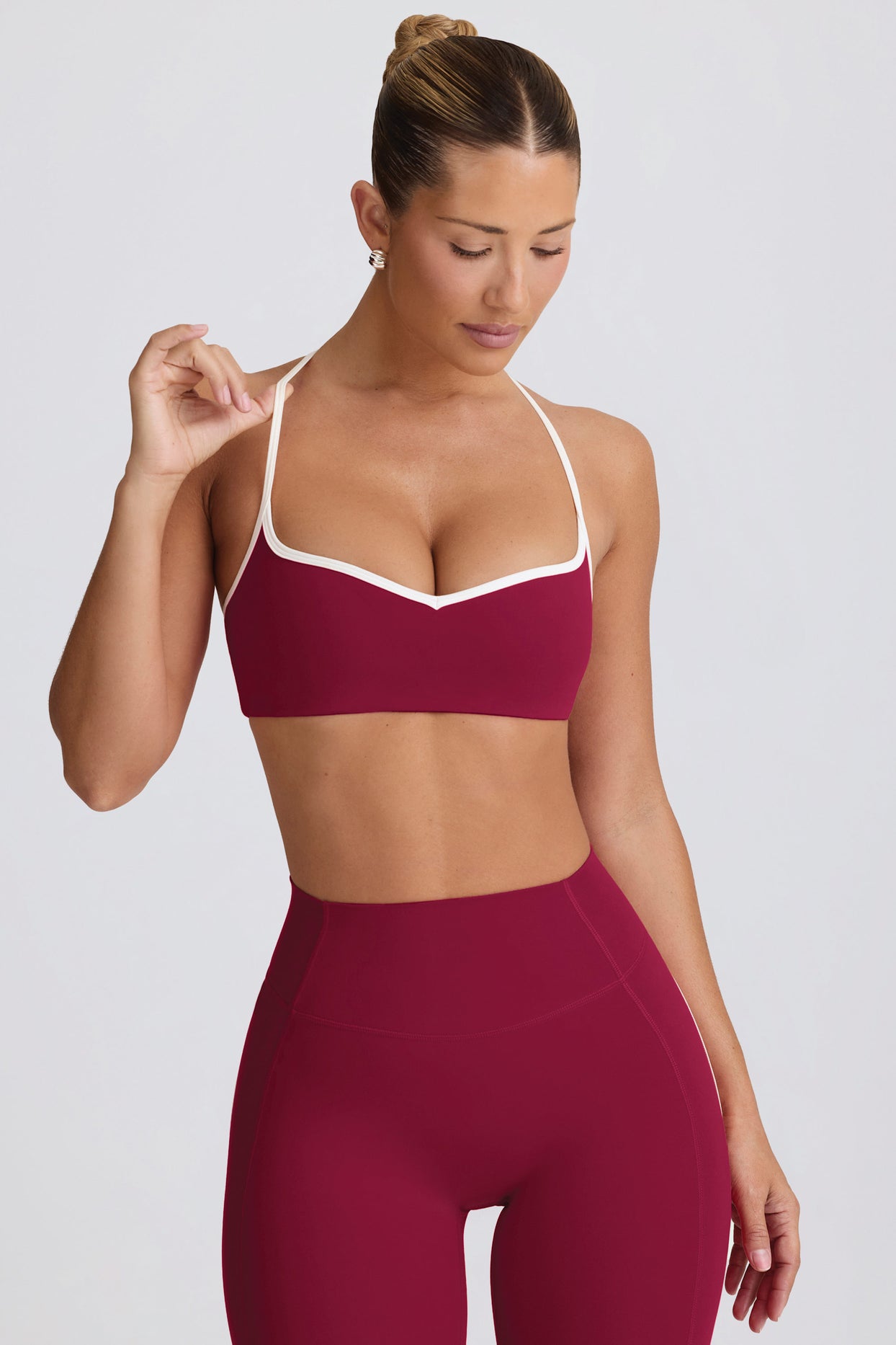 Soft Active Sweetheart-Neck Sports Bra in Cherry - 7