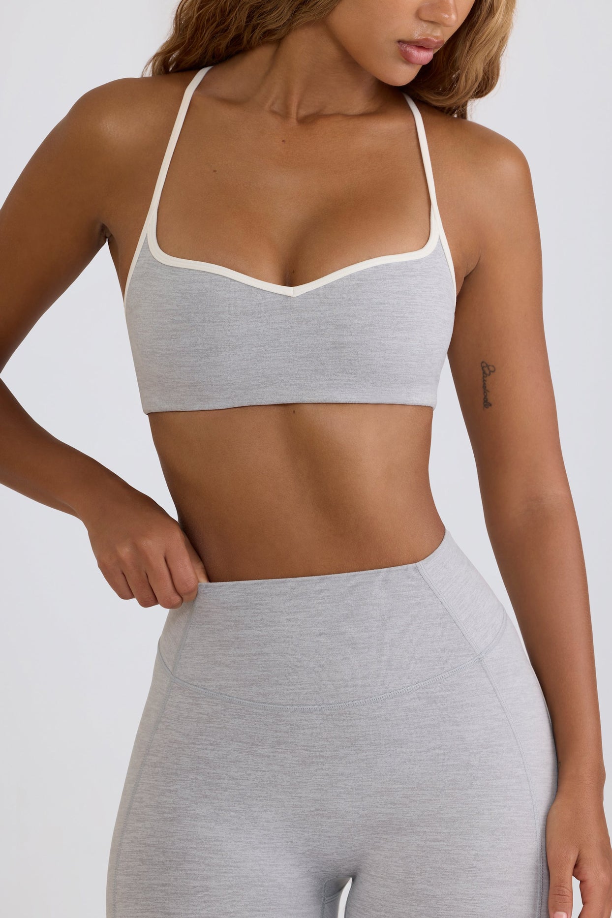 Soft Active Sweetheart-Neck Sports Bra in Grey - 4