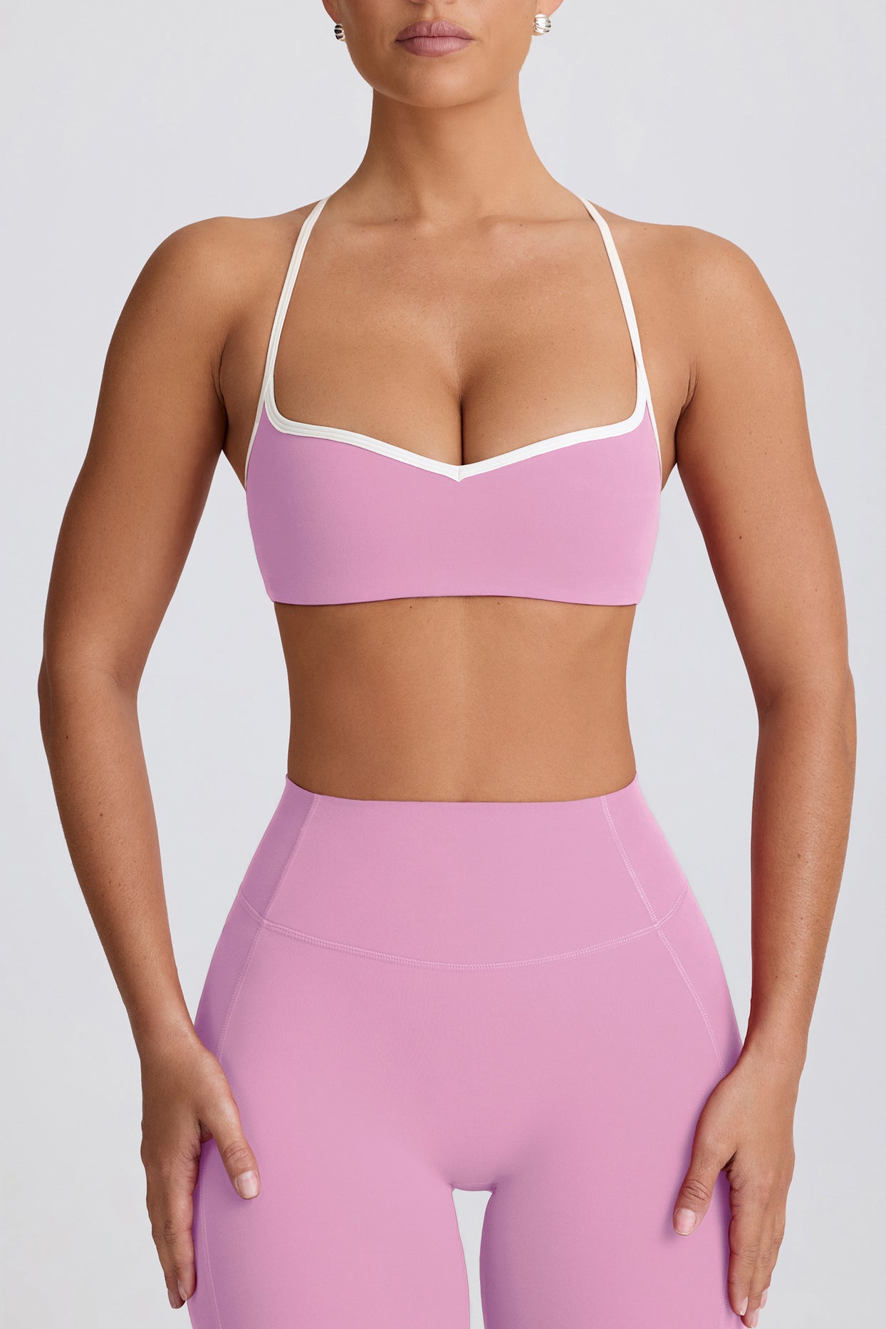 Soft Active Sweetheart-Neck Sports Bra in Dusty Pink - 5