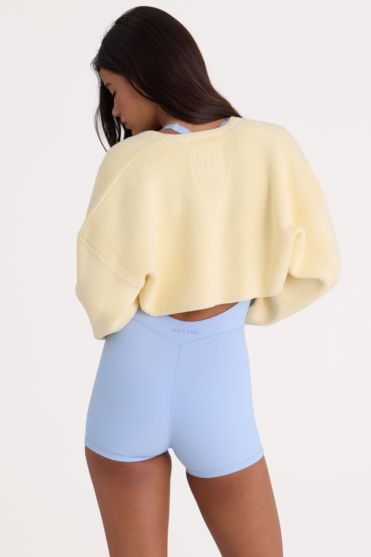 Ribbed-Knit Cropped Shrug in Lemon - 4