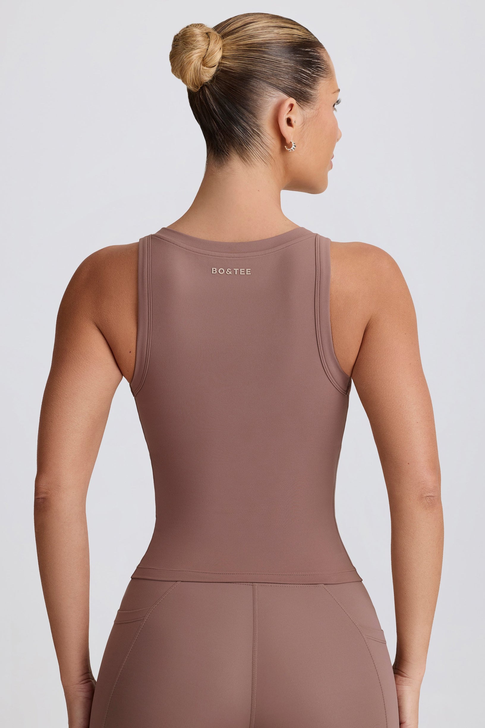 Soft Active V-Neck Tank Top in Mocha - 2