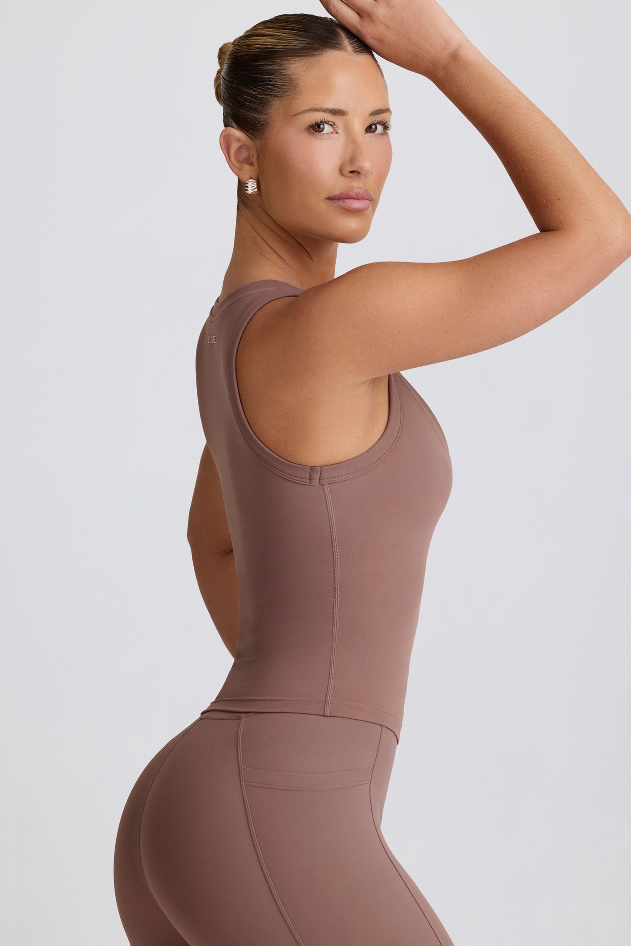 Soft Active V-Neck Tank Top in Mocha - 3