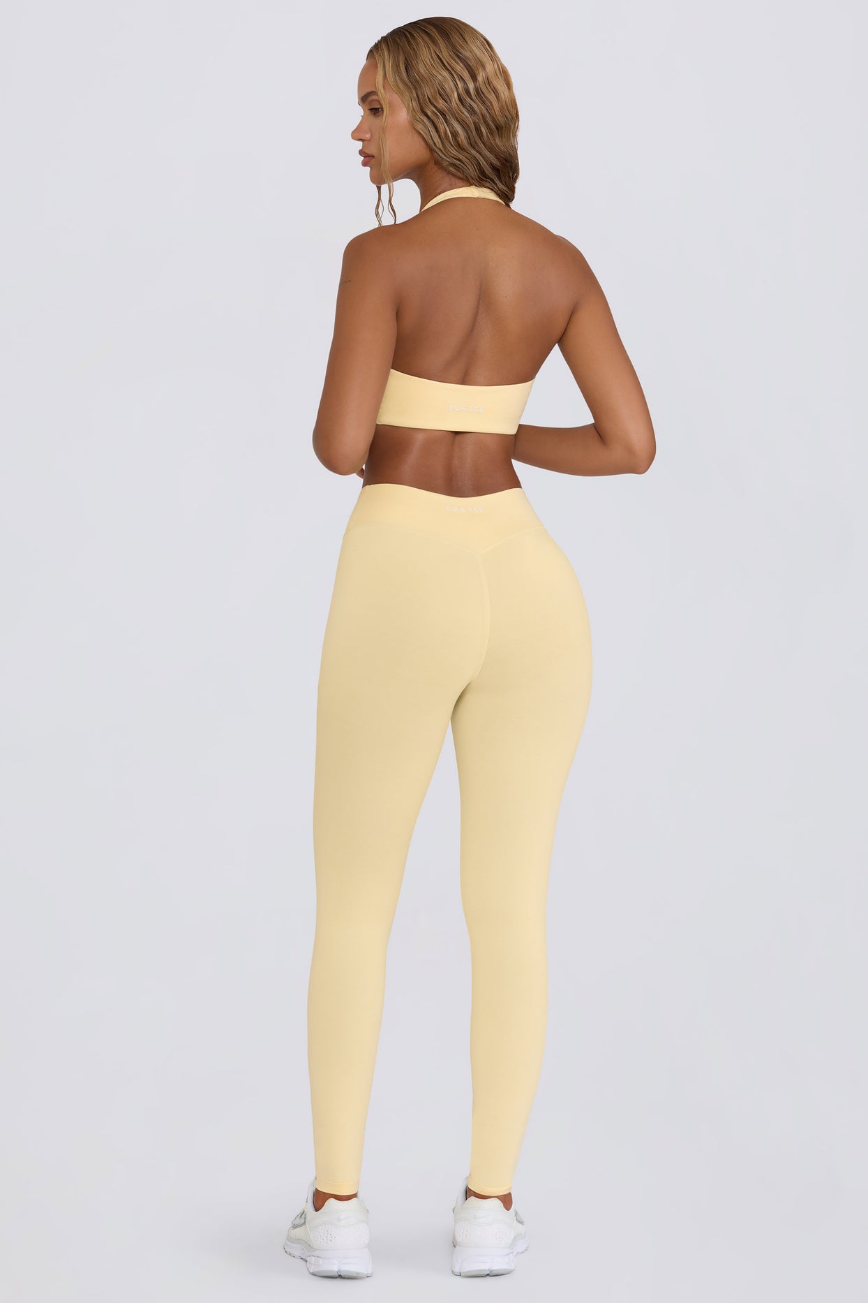 Brushed Jersey Ruched Mid-Rise Leggings in Lemon Marl - 4