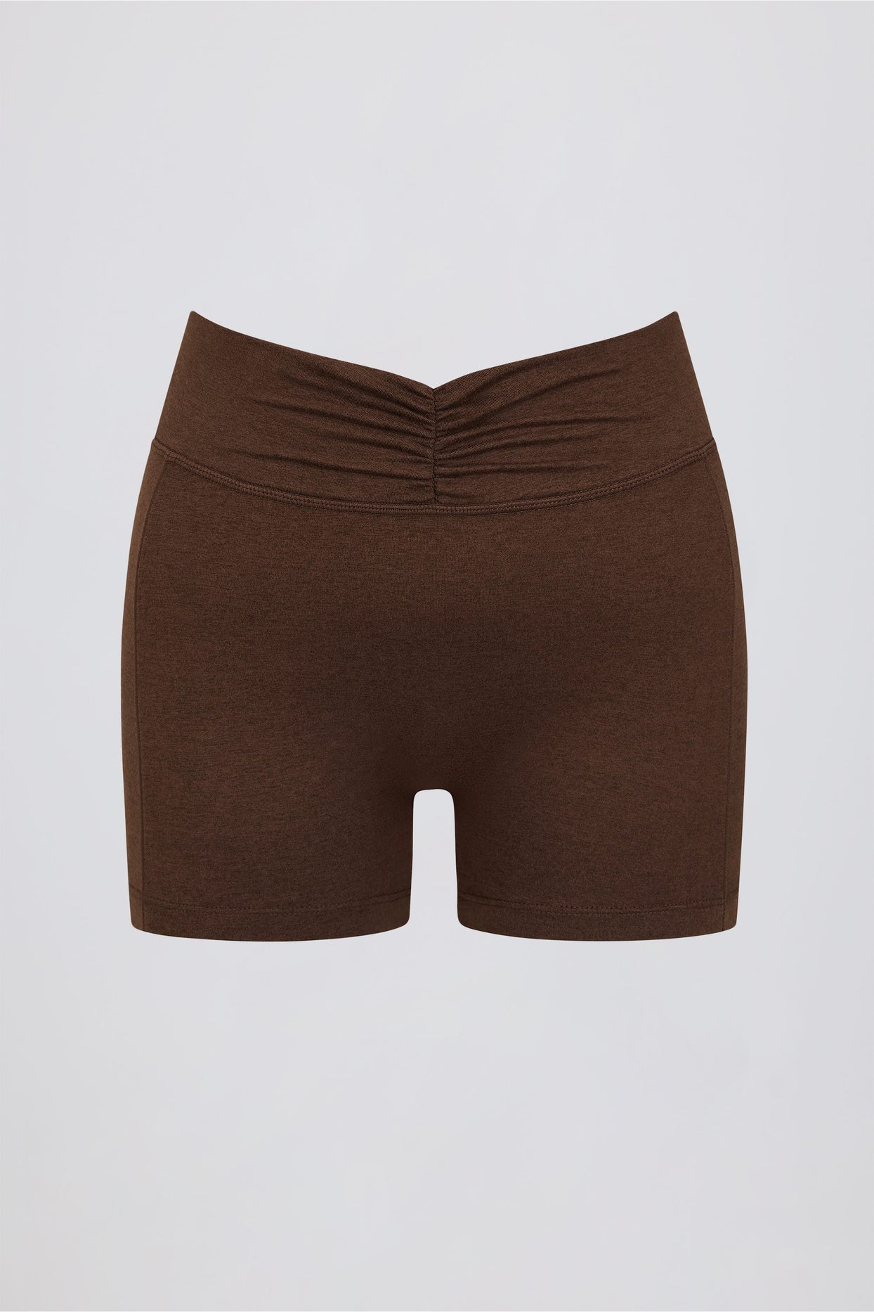 Ruched Mini Shorts in Pecan Marl - 6