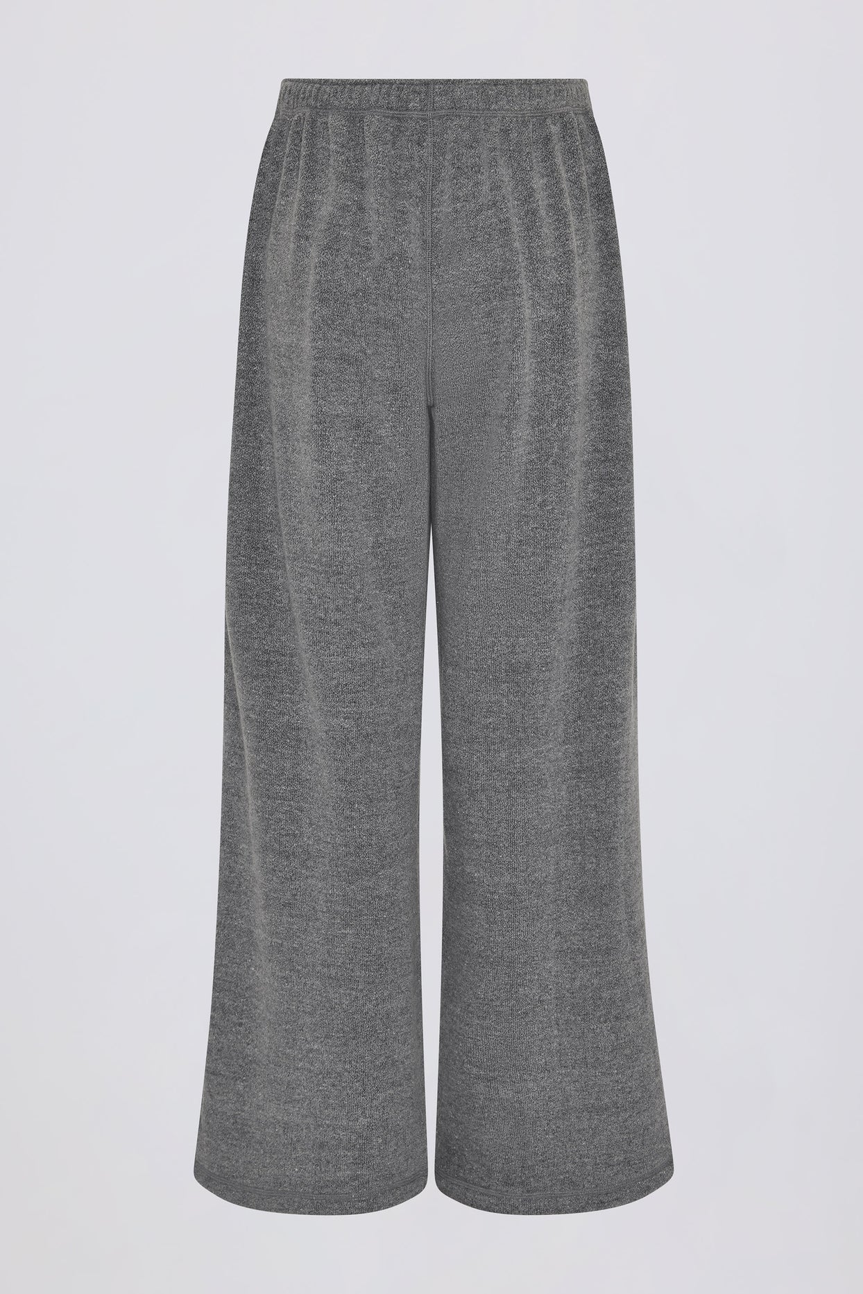 Textured Cotton Button Low-Rise Wide-Leg Joggers in Dark Grey - 5