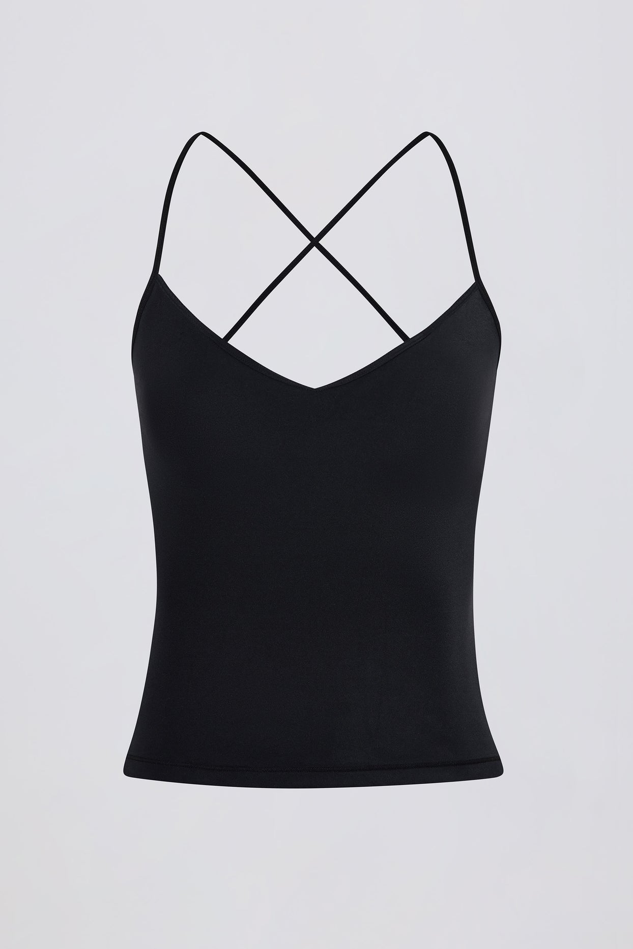 Cross-Back Tank Top in Black - 4