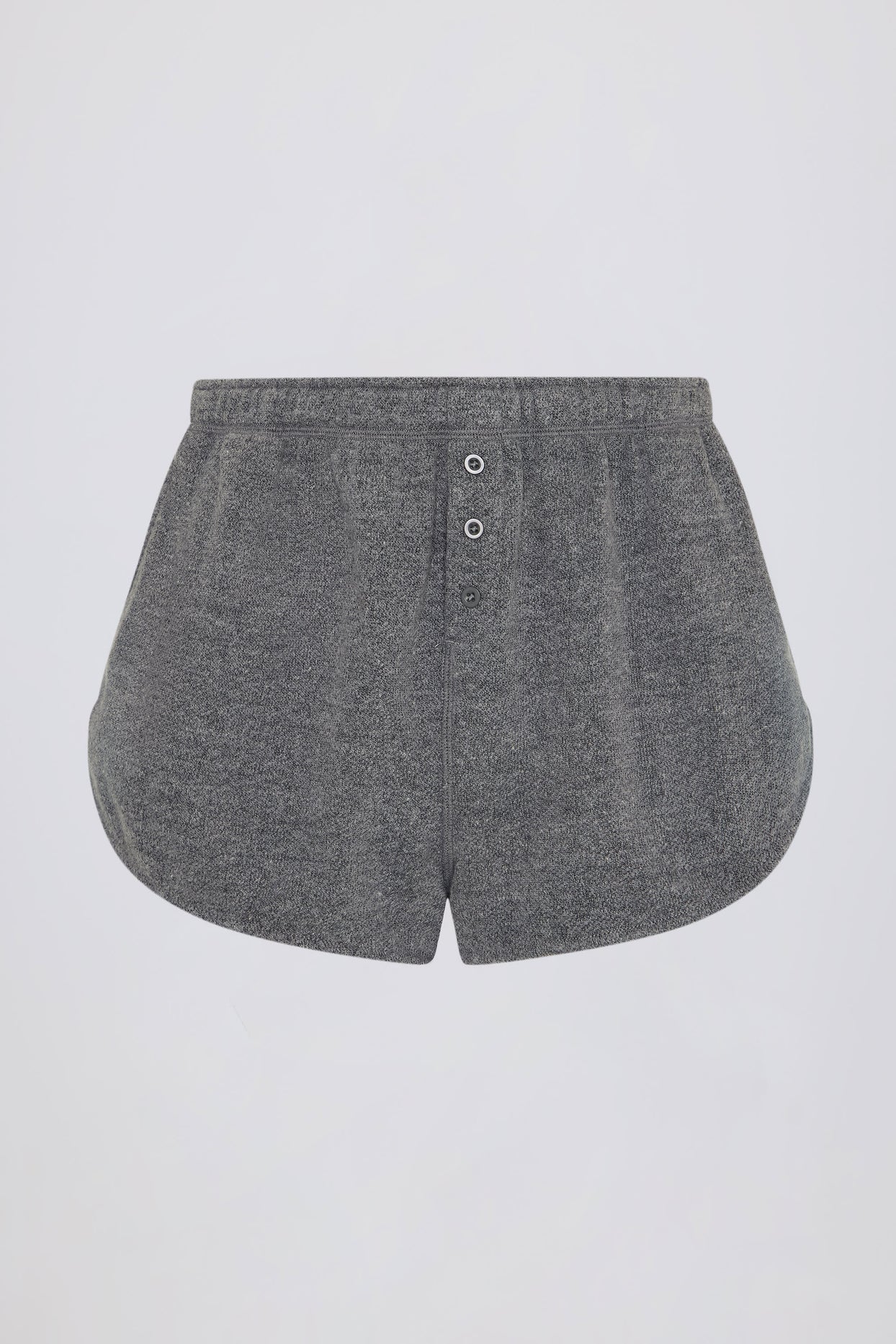 Button-Detail Mid-Rise Shorts in Dark Grey - 4