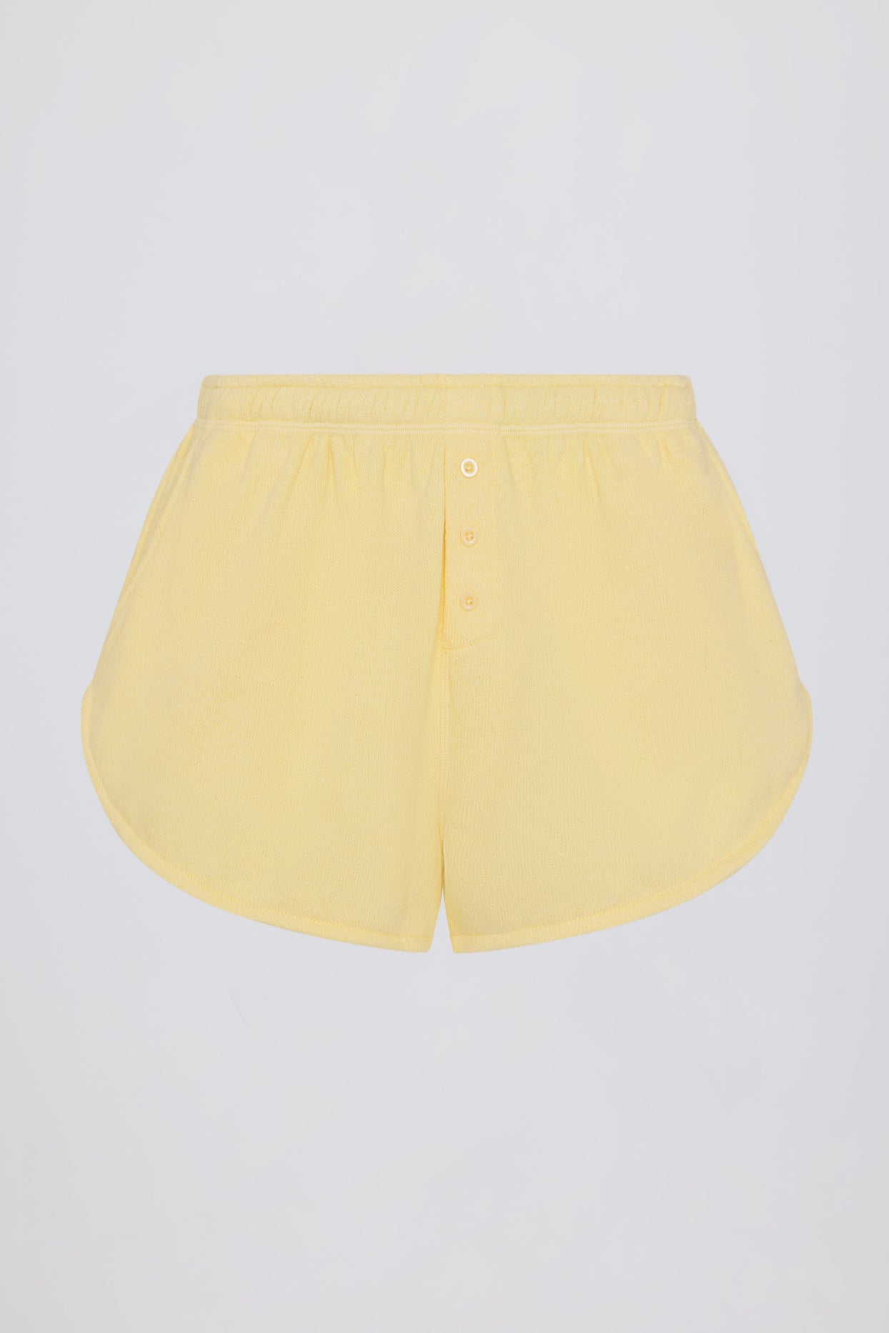 Button-Detail Mid-Rise Shorts in Lemon - 4