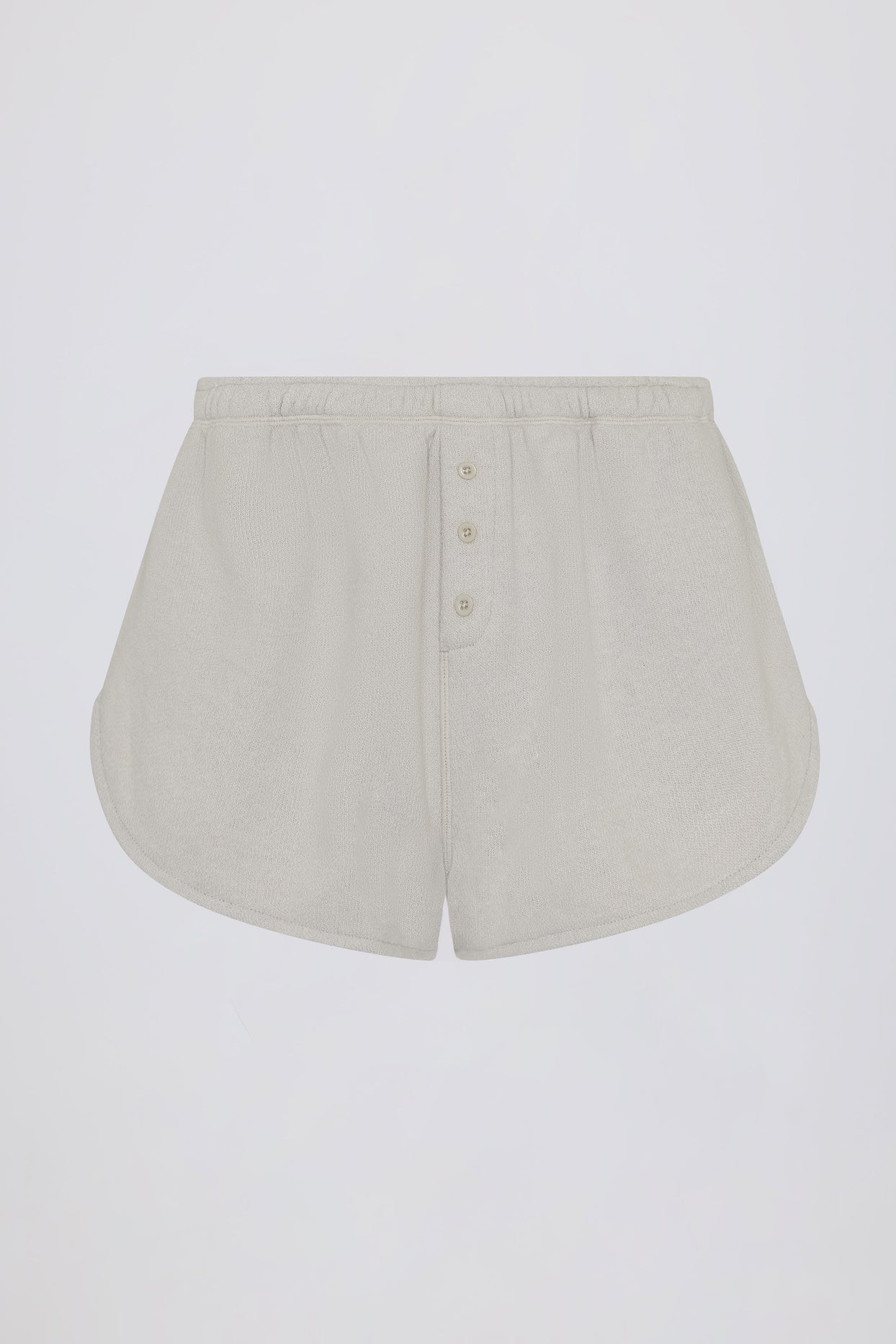 Button-Detail Mid-Rise Shorts in Light Grey - 4