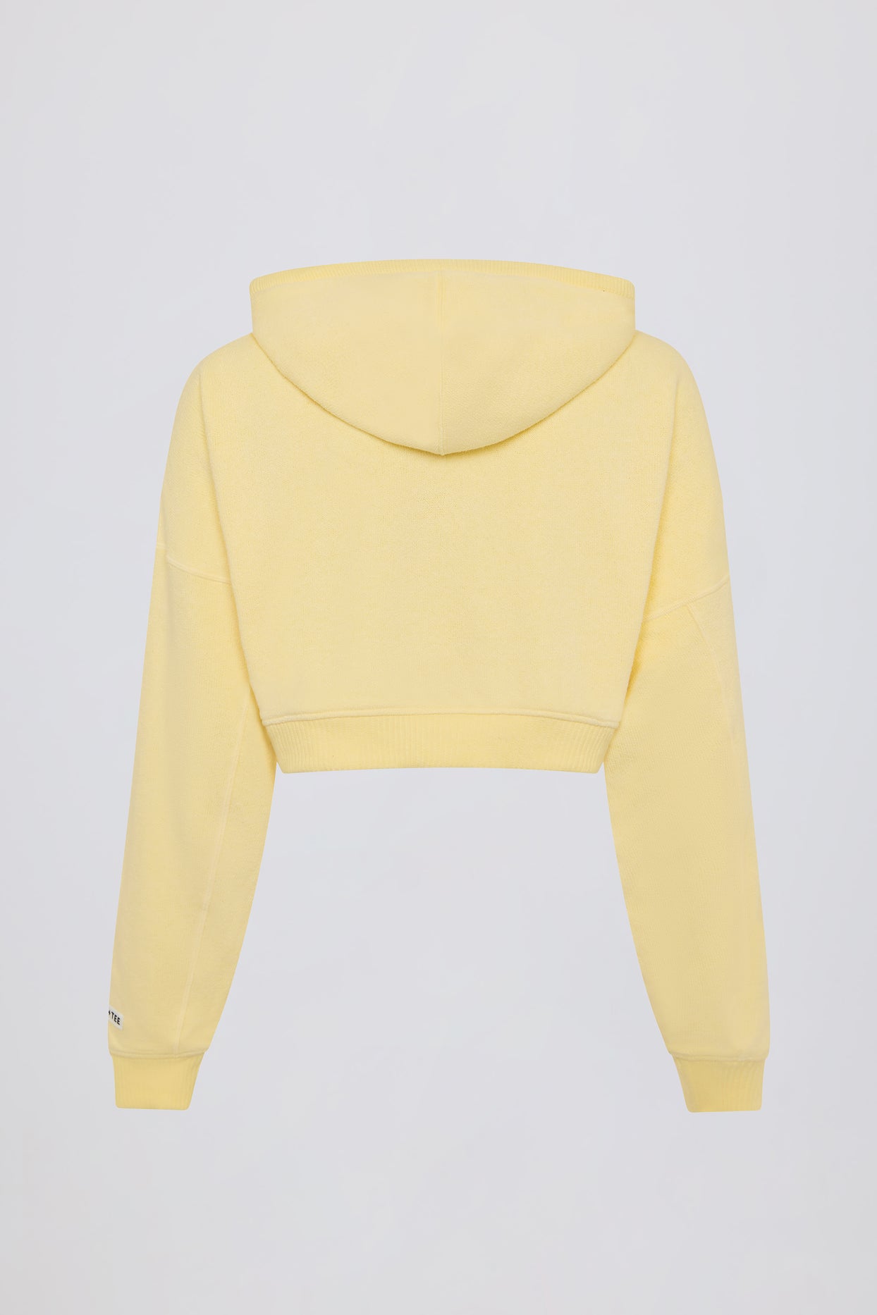 Terry Cotton Zip-Up Cropped Hoodie in Lemon - 5