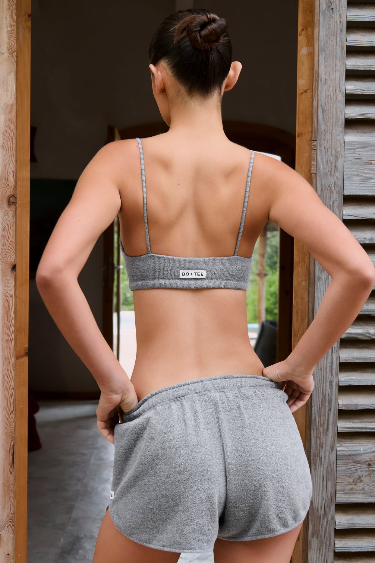 Square-Neck Bralette in Dark Grey - 2
