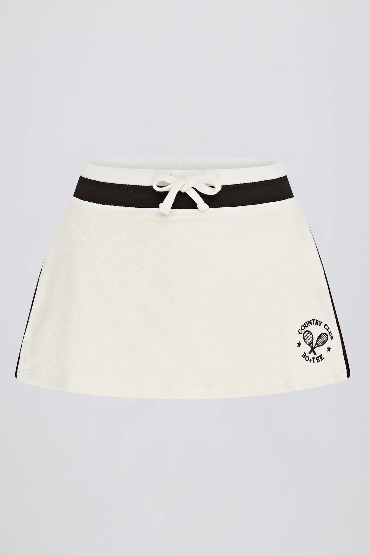 Terry Towelling Mid-Rise Skort in Ivory