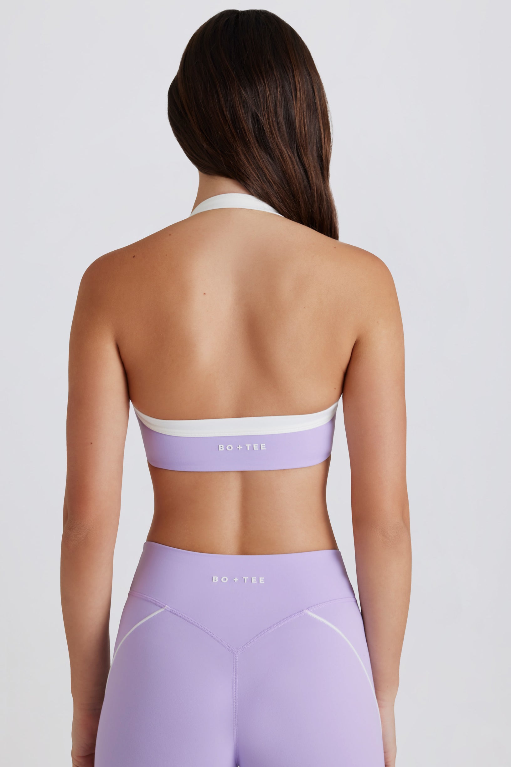 Soft Active Twist-Front Halterneck Sports Bra in Lavender - 2