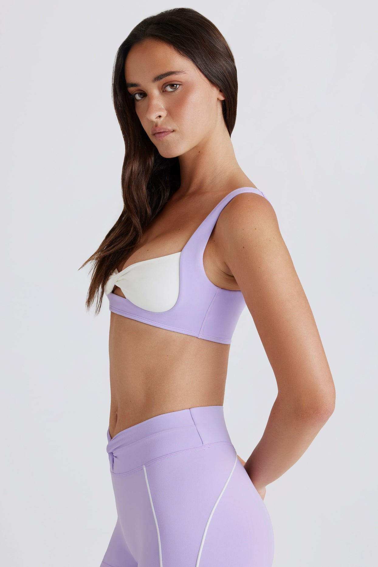 Soft Active Twist-Front Sports Bra in Lavender - 3