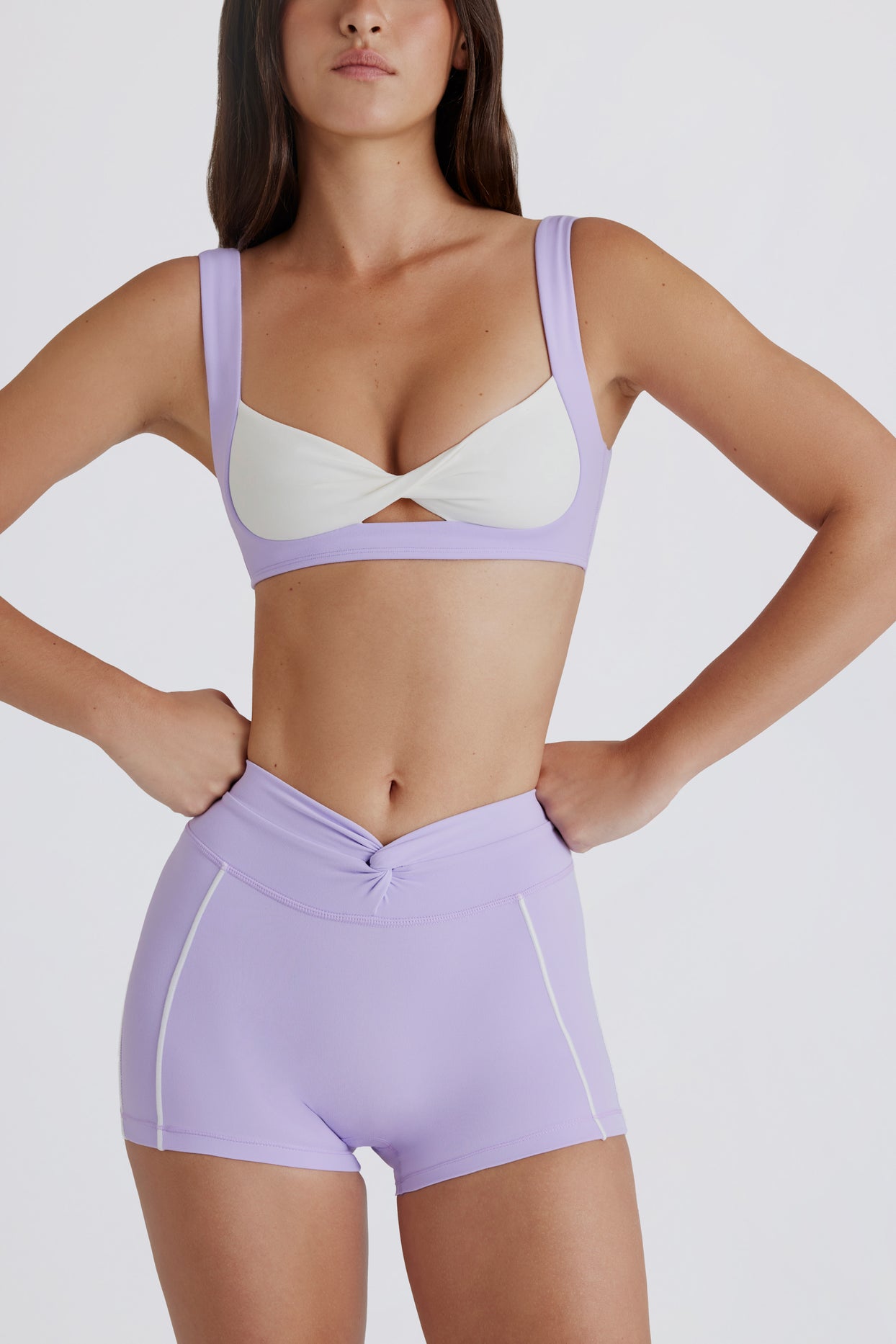 Soft Active Twist-Front Sports Bra in Lavender - 4