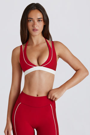 Soft Active Layered Sports Bra in Dark Red