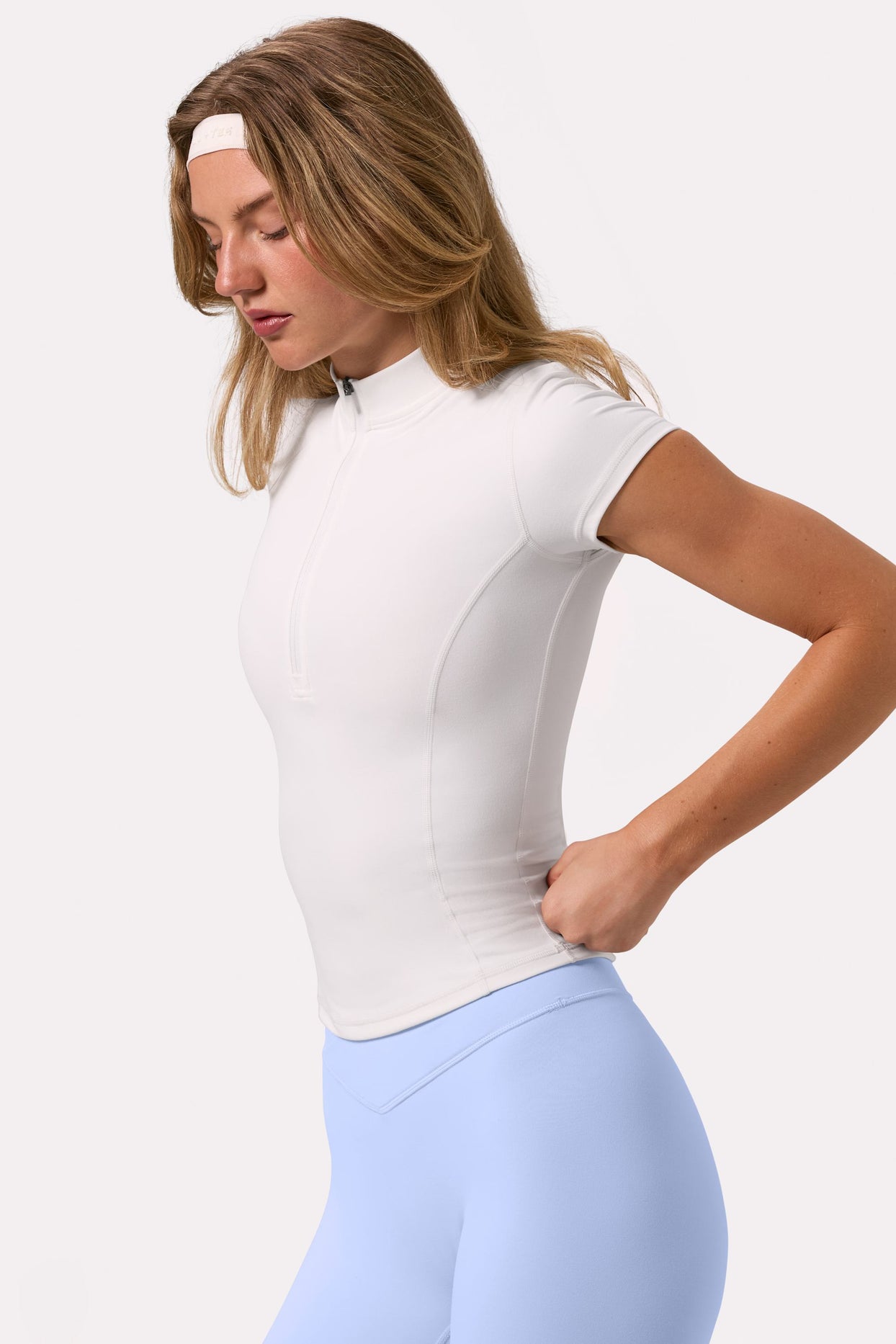 Soft Active Quarter-Zip Top in Coconut - 3