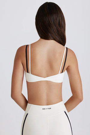 Soft Active Twist-Back Layered Sports Bra in Ivory