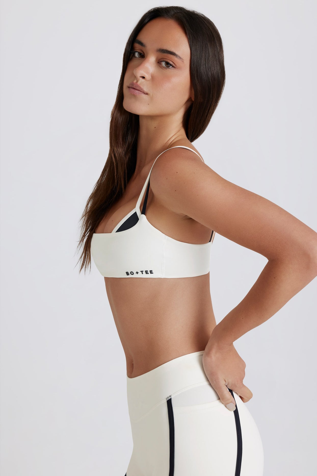 Soft Active Twist-Back Layered Sports Bra in Coconut - 3
