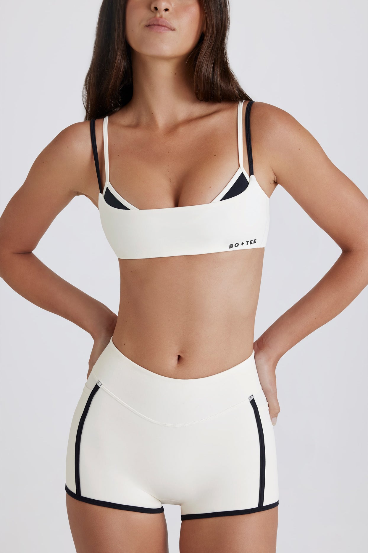 Soft Active Twist-Back Layered Sports Bra in Coconut - 4