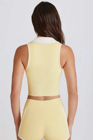 Soft Active Polo Crop Top in Lemon