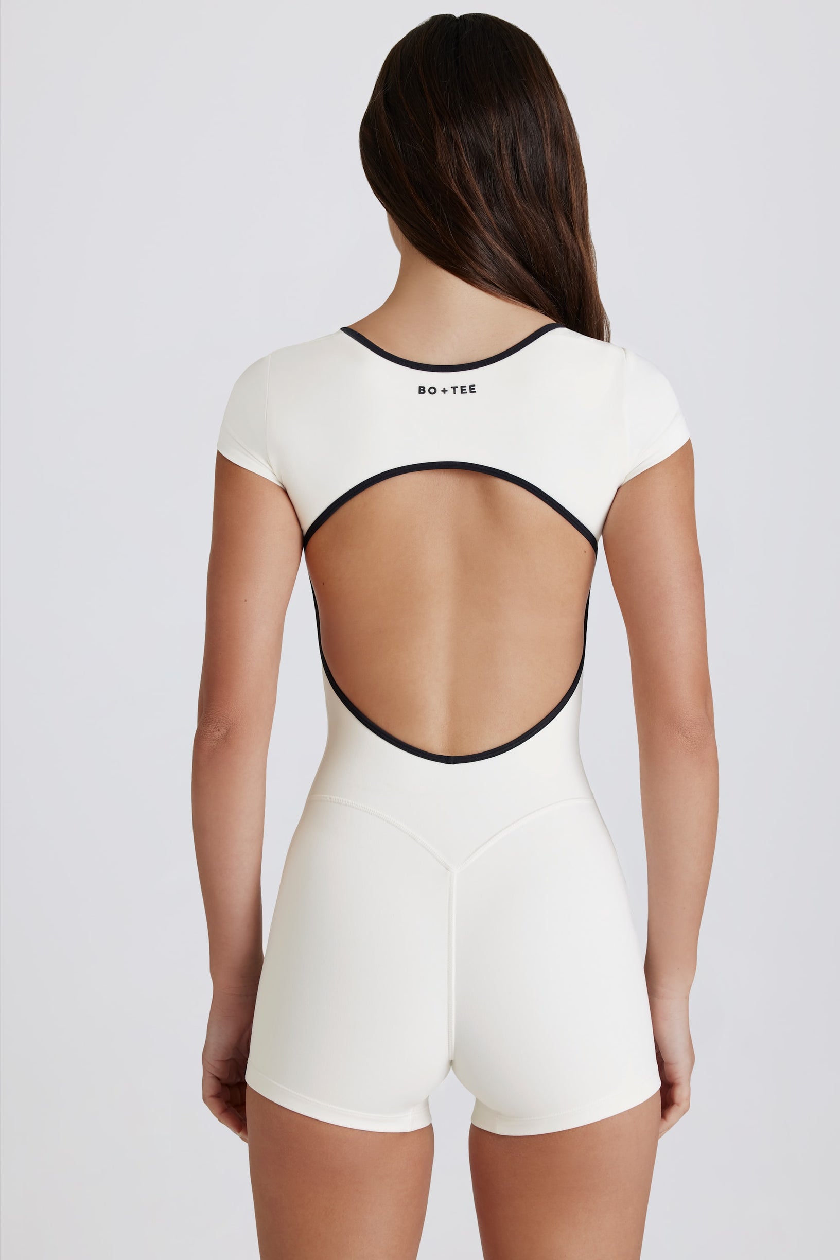 Soft Active Open-Back Unitard in Coconut - 2