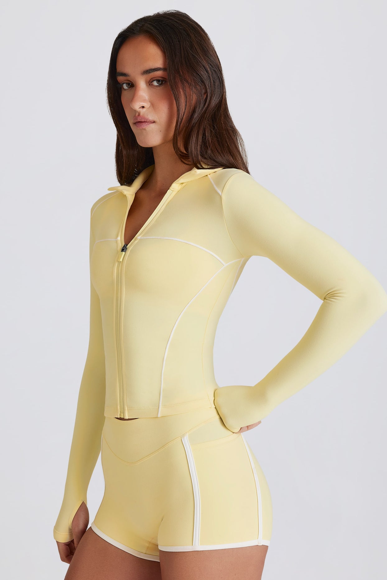 Soft Active Contrast Zip-Up Jacket in Lemon - 3